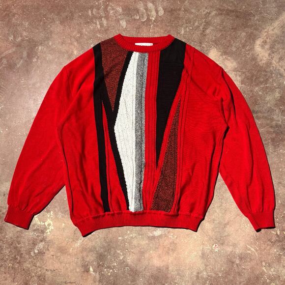 1990s St. Croix Red Knit Sweater - Picture 1 of 5